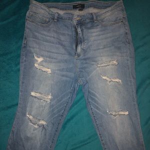 High Waisted Distressed Jeans- Plus Size